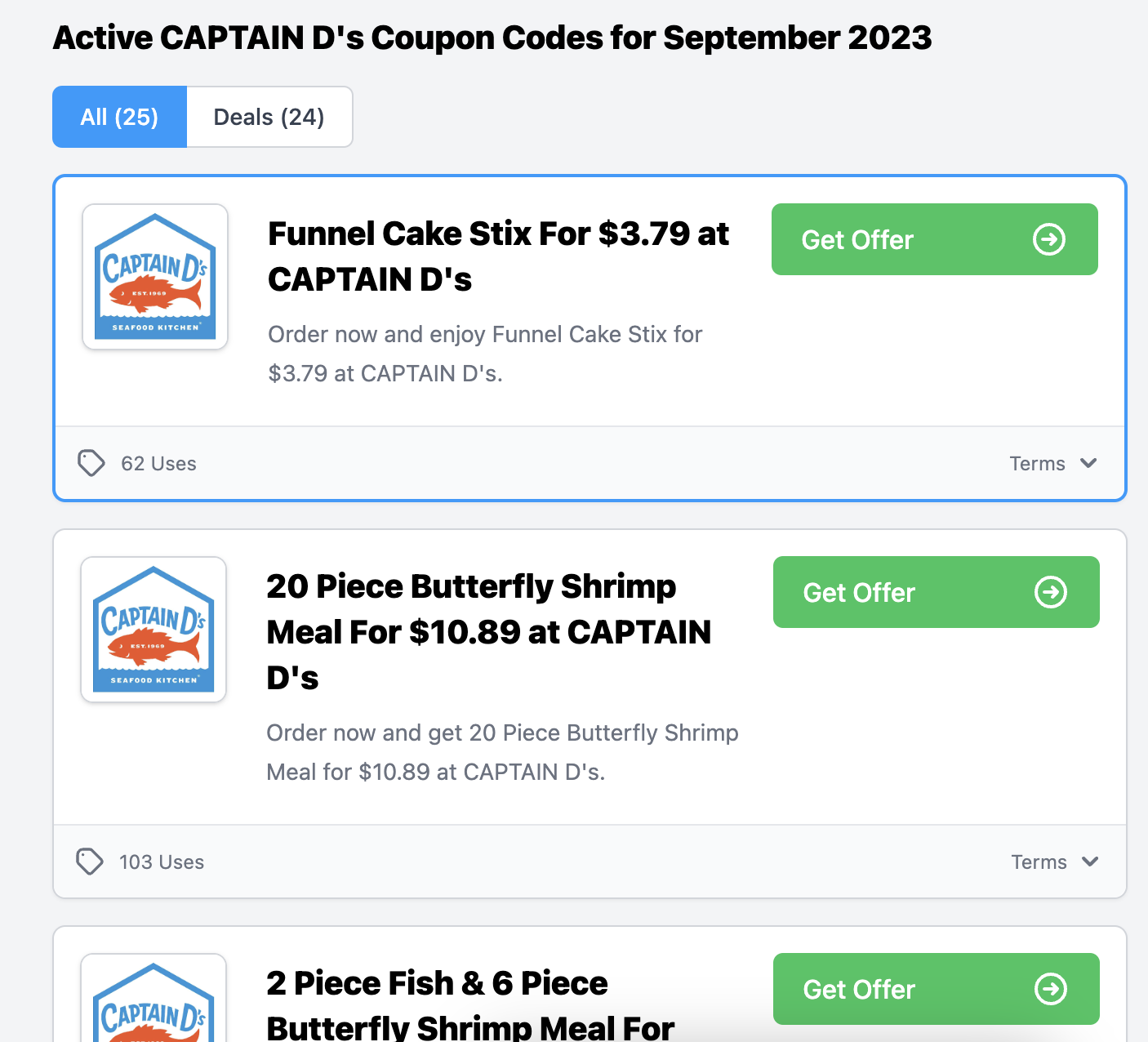 CAPTAIN D'S coupons